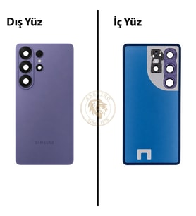 Samsung Galaxy S26 Ultra Mor Renk Lensli Arka Kapak Arka Cam Batarya Kapağı Pil Kapağı Lazer Kesim Back Cover Galaxy S26 Ultra Uyumlu