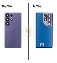 Samsung Galaxy S26 Ultra Mor Renk Lensli Arka Kapak Arka Cam Batarya Kapağı Pil Kapağı Lazer Kesim Back Cover Galaxy S26 Ultra Uyumlu