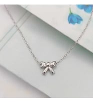 Kadın Gümüş Minimal Kurdele Model Kolye 925 Ayar