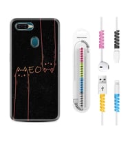 Oppo A5S A15 A16 A54 A55 A73 A74 Kılıf Kablo Koruma Spiral Silikon Meow 1657