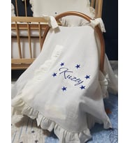Baby Clime Müslin Puset Örtüsü - İsimli Ana Kucağı Örtüsü (Lacivert)