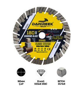 180mm Premium Segmentli Elmas Testere (Beton-Duvar-Tuğla)