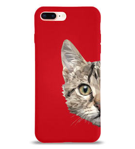 Apple iPhone 7 Plus Uyumlu Lansman Kılıf Catface Tasarımlı Altı Kapalı İçi Kadife Kaplı  Kapak (Şeffaf)
