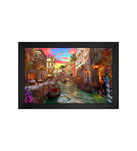 Manzara Temalı Kanvas Tablo 80 x 110 cm Siyah Çerçeve