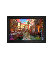 Manzara Temalı Kanvas Tablo 80 x 110 cm Siyah Çerçeve