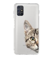 Samsung Galaxy M51 Uyumlu Kamera Korumalı Kapak Catface Tasarımlı  Şeffaf Silikon Kılıf