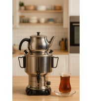 6 Litre Çay Semaveri & Çay Makinesi Elektrikli Semaver - ÇELİK KAPAK