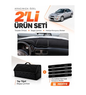e-biz SUBARU İMPREZZA (1998-2000) Uyumlu Torpido Örtüsü + Tay Tüyü Bagaj Çantası - Siyah - SU004