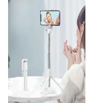 Lexroo 2in1 Masaüstü Kumandalı Tripod ve Taşınbilir Selfie Çubuğu 70cm Ios ve Android Uyumlu Beyaz