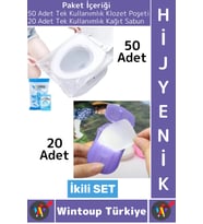 #HijyenSeti Çanta Boy Tek Kullanımlık 50'li Tuvalet Klozet Kapak Poşeti 20'li Kağıt Sabun İkili SET