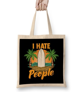 Funny I Hate People Relaxing Beach Vacation Pun Bez Çanta Uzun Saplı