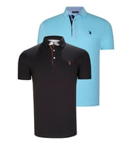 İKİLİ SET T8582 DEWBERRY ERKEK T-SHIRT-SİYAH-CAMGÖBEĞİ (Karışık)