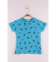 Toontoy Erkek Çocuk Yazı Baskılı T-Shirt (Turkuaz)