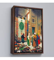 Çerçeveli Jean Leon Gerome Halı Tüccarı Duvar Tablosu (Kahverengi)