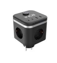 IPW-47SY 3 Soketli Duvar Prizi – 2 Type-C + 2 USB-A Giriş, 3680W Maks Güç, 16A Akım, LED Anahtarlı Güç Kontrol, Çocuk Koruma, Isıya Dayanıklı Malzeme, Güvenli ve Kompakt Tasarım (Siyah)