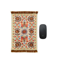 Bursa İpek Krem Dekoratif Küçük Halı Mousepad