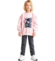 Kız Çocuk Pamuklu Slogan Baskılı Sweatshirt ve Tayt Seti Kaliteli Şık Rahat Günlük