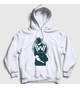 Presmono Unisex Beyaz Mib Westworld Kapüşonlu Sweatshirt 224747tt