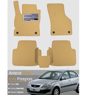 KİA RİO SEDAN (2005-2011) Uyumlu EVA Paspas Tam Set–Araca Özel,Kolay Montaj,Su Geçirmez