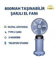 BWFN5 800mAh Dijital Göstergeli Taşınabilir Şarjlı El Fanı