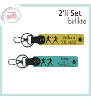 Doğru Zamanda Vuranlara, Taktiğiyle Parlayanlara Özel, Dövüş Temalı Anahtarlık, Sarı-Koyu Turkuaz (Çok Renkli)