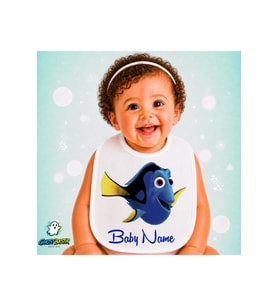 Kişiye Özel Kayıp Balık Dory Keten Bebek Mama Önlüğü – Yumuşak, Emici, Yıkanabilir, Özel Tasarım P060