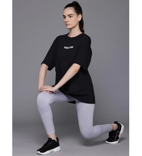Baskılı Oversize T-shirt - Siyah