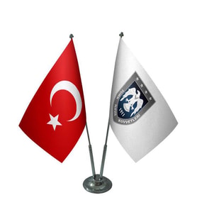 Masa Üstü Hava Kuvvetleri Bayrağı Türk Bayrağı İkili Krom Direk Masa Bayrak Seti
