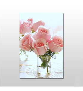 Pembe Gül Kanvas Tablo 80X40 (Karışık)