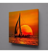 GÜN BATIMI TEKNE KANVAS TABLO 50x50cm (Karışık)