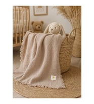 Bebek Battaniye %100 Pamuk Müslin & 4 Katlı & Kum Beji (100X120 CM)(250 Gra
