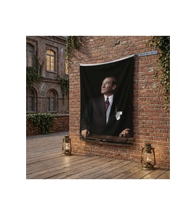 İstikbal Göklerdedir Atatürk Portresi poster Bayrak Raşel Kumaş 100x150 cm ATA10