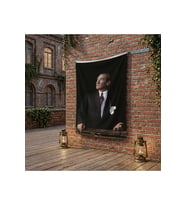 İstikbal Göklerdedir Atatürk Portresi poster Bayrak Raşel Kumaş 100x150 cm ATA10