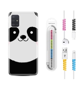 Samsung a71 A72 A73 A7 A9 2018 C7 C9 Kılıf Kablo Koruma Spiral Silikon Sevimli Panda 1794