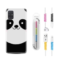 Samsung a71 A72 A73 A7 A9 2018 C7 C9 Kılıf Kablo Koruma Spiral Silikon Sevimli Panda 1794