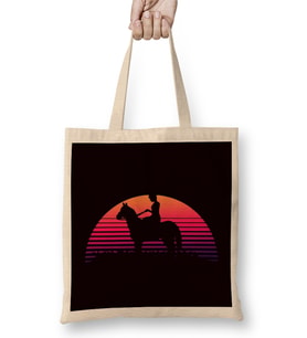 Horse Girl Sunset Equestrian Sport Horseshoe Stable Dressage Bez Çanta Uzun Saplı