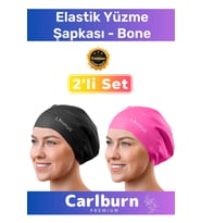 Premium Su Geçirmez Sızdırmaz Renkli Silikon Yüzücü Havuz Deniz Bone Elastik Yüzme Şapkası 2'li Set