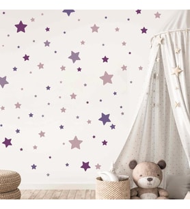 Yıldız Etiket 130 Parça Duvar Çıkartması Bebek Odası için Mor Set Minimalist Duvar Modaya Uygun Çıkartmaları (Karışık)