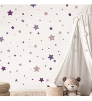 Yıldız Etiket 130 Parça Duvar Çıkartması Bebek Odası için Mor Set Minimalist Duvar Modaya Uygun Çıkartmaları (Karışık)
