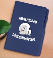 BK Gift Yıkılmadım Dinleniyorum Tasarımlı Lacivert Termo Deri Not Defteri 15x21cm-1