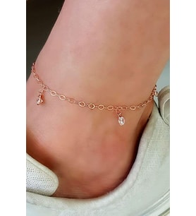 Zirkon taşlı gümüş üzerine rose altın kaplamalı halhal