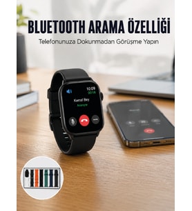 Akıllı Saat 7 Kordonlu Bluetooth Aramalı Nabız ve Dokunmatik Akıllı Saat