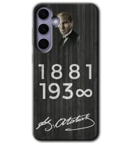 Galaxy S24 Plus Kılıf HD Desen Baskılı Kılıf - Atatürk Ahşap İmza