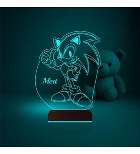 Luvivia Çocuk Odası Çizgi Film Sonic Kişiye Özel 3D Lamba - Masa Gece Lambası