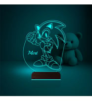 Luvivia Çocuk Odası Çizgi Film Sonic Kişiye Özel 3D Lamba - Masa Gece Lambası