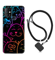 INFINIX Hot 8 9 10 11S Hot 10 Play 10T Kılıf Boyun Askılı Silikon Neon Cats 1790