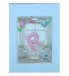 R Harf Pembe Kalp Desenli Folyo Balon 26" inç 65 cm parti, doğum 