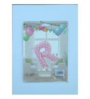R Harf Pembe Kalp Desenli Folyo Balon 26" inç 65 cm parti, doğum 
