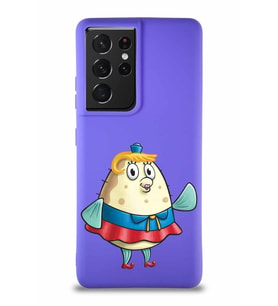 Samsung Galaxy S21 Ultra Soft Premier Kapak Bayan Puff Tasarımlı Silikon Kılıf - Mor (Şeffaf)