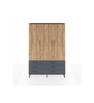 Arges Dolap 5 Raflı 6 Çekmeceli Tek Askılı 132x30x195 Antrasit-Çam/Antrasit